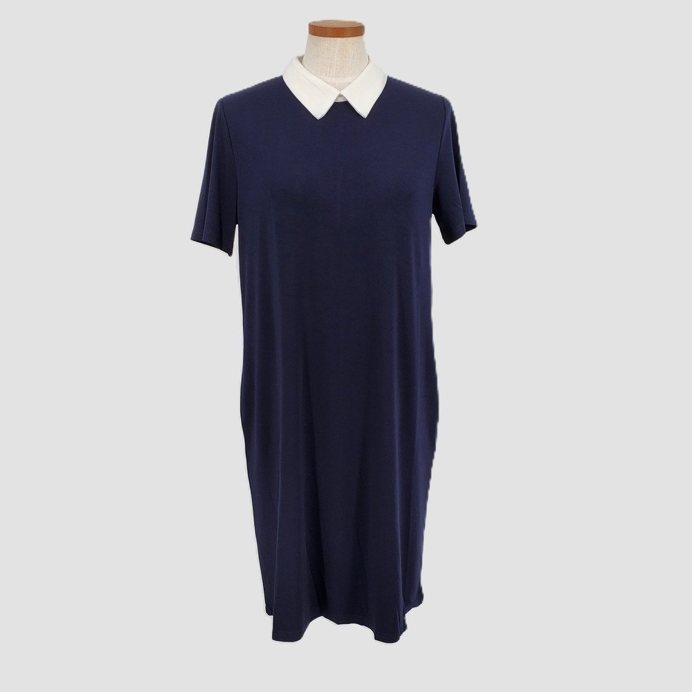 Tulip B Designed by J317 Large Navy Blue Peter Pan Collar Shift Dress Pockets